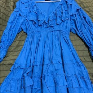 Topshop Bright Blue Ruffle Dress